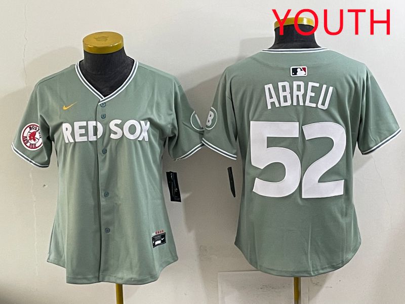 Youth 2025 Boston Red Sox #52 Abreu Light Green Joint Name Nike MLB Jersey style 8->youth mlb jersey->Youth Jersey